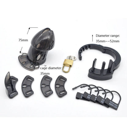 Transparent Plastic Chastity Cage with Adjustable Rings